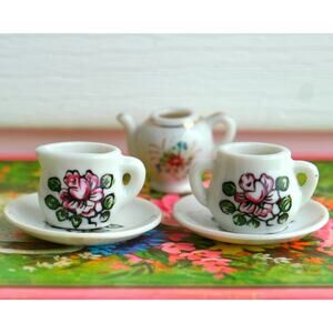 Vintage Miniature Tea Set Made in Japan PICO Occupied Japan Floral Porcelain